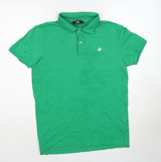 Beverly Hills Polo Club Mens Green Cotton Polo Size S Collared Pullover