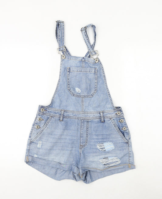 FOREVER 21 Womens Blue 100% Cotton Dungaree One-Piece Size M Buckle