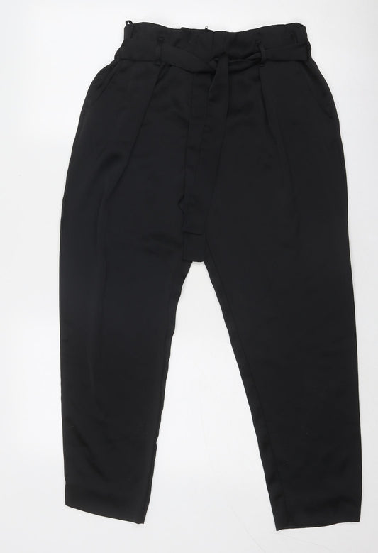 River Island Womens Black Polyester Trousers Size 12 Regular Zip