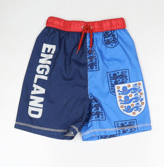 England Boys Blue Geometric Polyester Sweat Shorts Size 10 Years Regular Drawstring