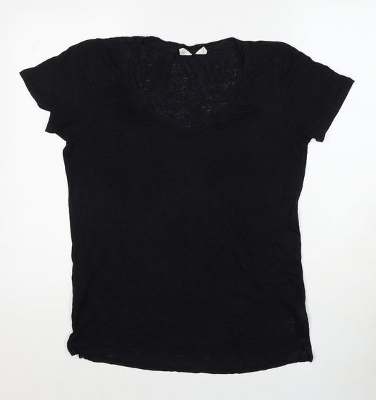 Gap Womens Black Linen Basic T-Shirt Size XS Round Neck