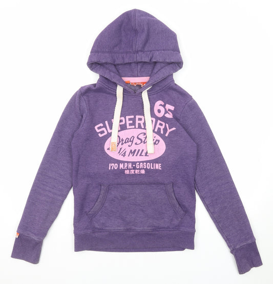 Superdry Womens Purple Cotton Pullover Hoodie Size XS Pullover