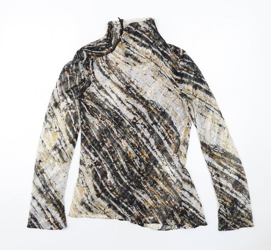 Zara Womens Multicoloured Geometric Polyester Basic Blouse Size XS High Neck - Asymmetric