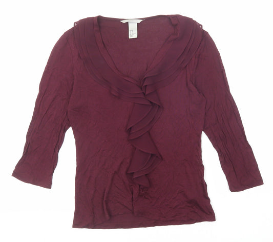 H&M Womens Purple Viscose Basic Blouse Size XS V-Neck