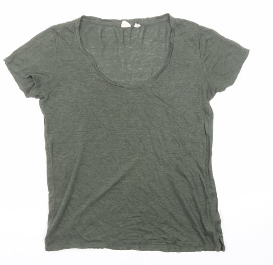 Gap Womens Green Linen Basic T-Shirt Size XS Round Neck