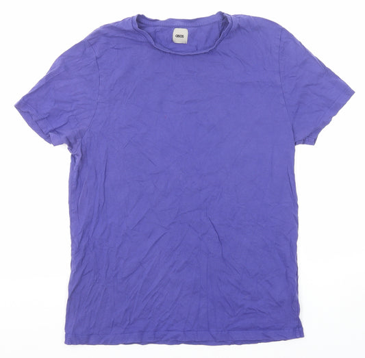 ASOS Womens Blue Cotton Basic T-Shirt Size L Round Neck
