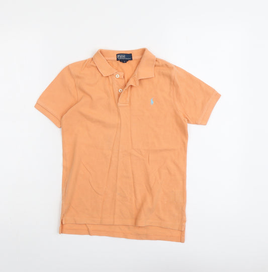 Polo Ralph Lauren Boys Orange Cotton Basic Polo Size 7 Years Collared Button
