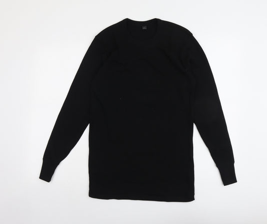 Marks and Spencer Mens Black Wool T-Shirt Size S Round Neck