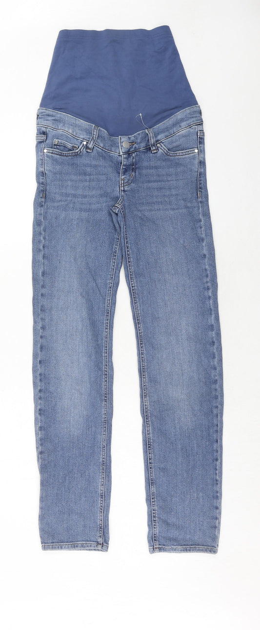 Marks and Spencer Womens Blue Cotton Straight Jeans Size 6 Regular Button