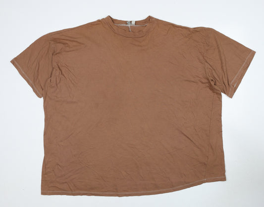 ASOS Womens Brown Cotton Basic T-Shirt Size 10 Crew Neck