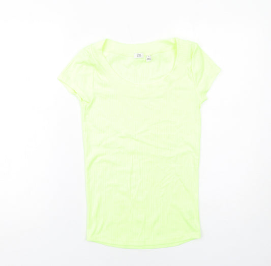 River Island Womens Yellow Cotton Basic T-Shirt Size 8 Round Neck