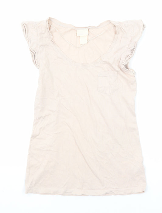H&M Womens Pink Cotton Basic T-Shirt Size XS Scoop Neck