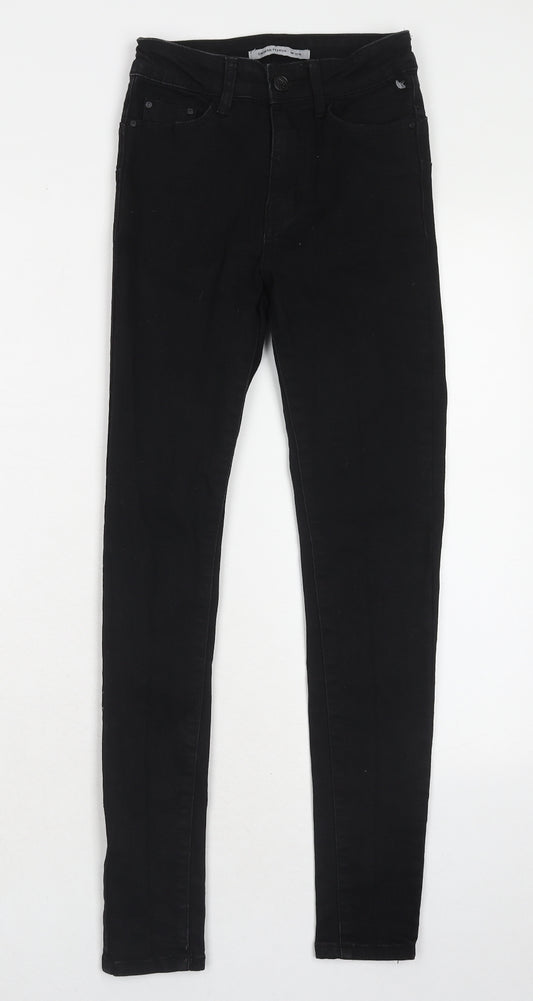 Colourful Premium Womens Black Cotton Skinny Jeans Size 6 Regular Zip