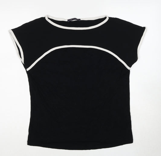 Marks and Spencer Womens Black Viscose Basic T-Shirt Size 10 Round Neck