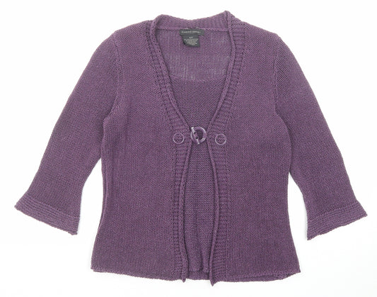 Fashion Essentials Womens Purple V-Neck Acrylic Cardigan Jumper Size S