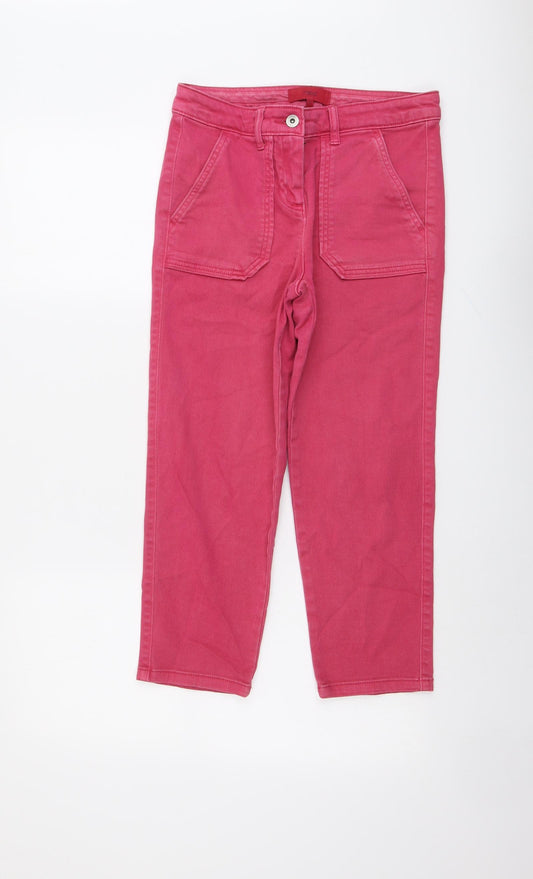 NEXT Womens Pink Cotton Cropped Jeans Size 6 L22 in Regular Button