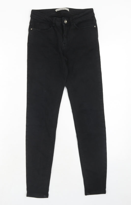 Zara Womens Black Cotton Skinny Jeans Size 6 Regular Zip