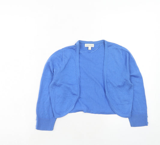 Monsoon Womens Blue V-Neck Cotton Cardigan Jumper Size S