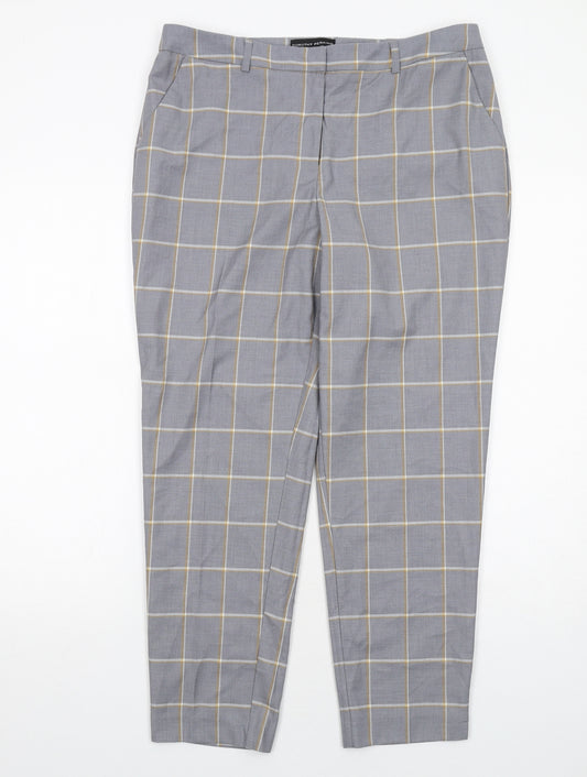 Dorothy Perkins Womens Grey Check Polyester Trousers Size 12 Regular Zip