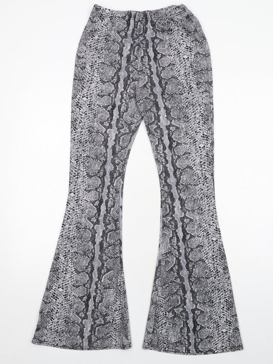 Nasty Gal Womens Grey Animal Print Polyester Trousers Size 12 Regular - Snakeskin Pattern