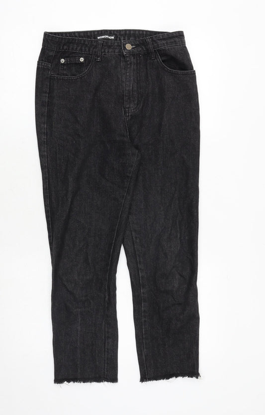 Momokrom Womens Black Cotton Mom Jeans Size 10 Regular Zip