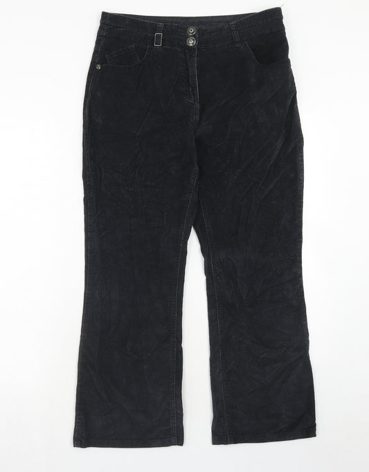 RJR.John Rocha Womens Black Cotton Trousers Size 12 Regular Zip