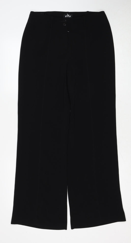 Per Una Womens Black Polyester Trousers Size 12 Regular Zip