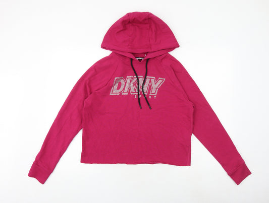 DKNY Womens Pink Cotton Pullover Hoodie Size XS Pullover