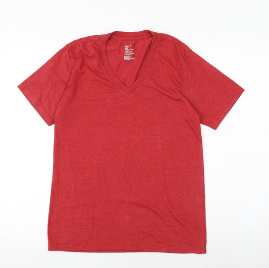 Gap Womens Red Polyester Basic T-Shirt Size XS V-Neck