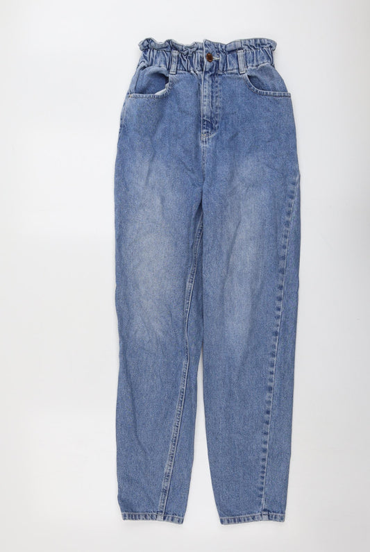 Miss Selfridge Womens Blue Cotton Mom Jeans Size 6 L27 in Regular Button