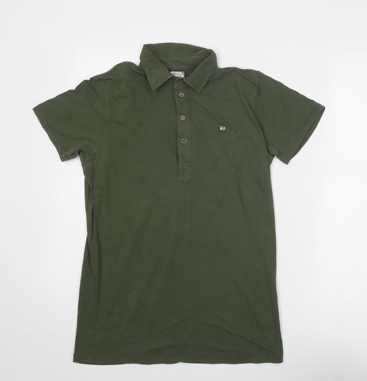 Diesel-Co Mens Green Cotton Polo Size L Collared Button