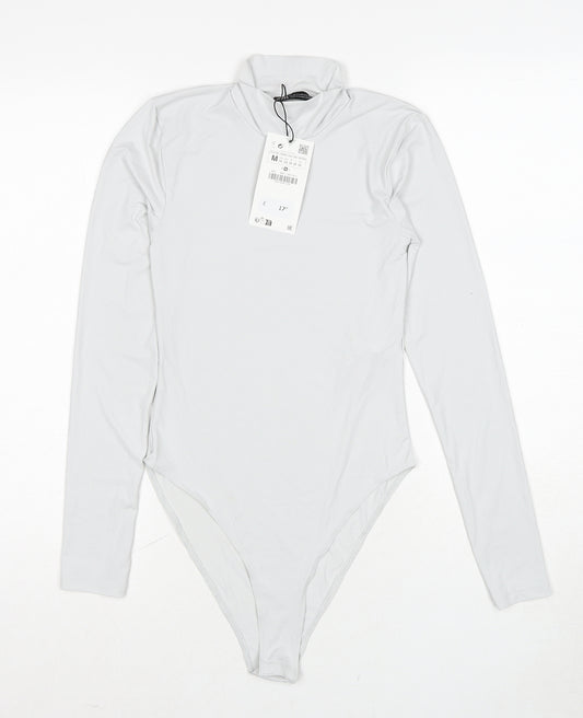 Zara Womens Grey Nylon Bodysuit One-Piece Size M Pullover