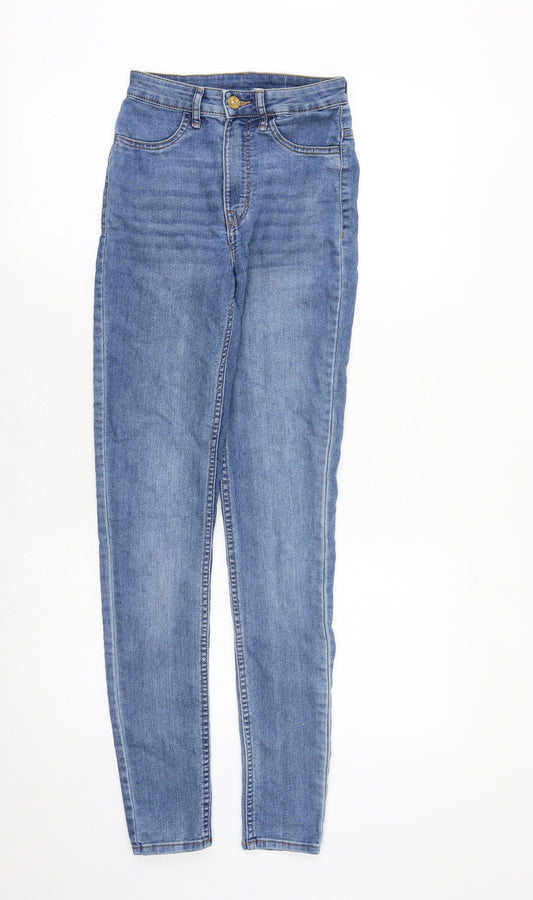 H&M Womens Blue Cotton Skinny Jeans Size 6 Regular Zip