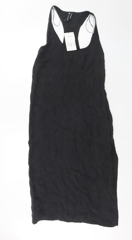 Zara Womens Black Lyocell Tank Dress Size S Round Neck Pullover