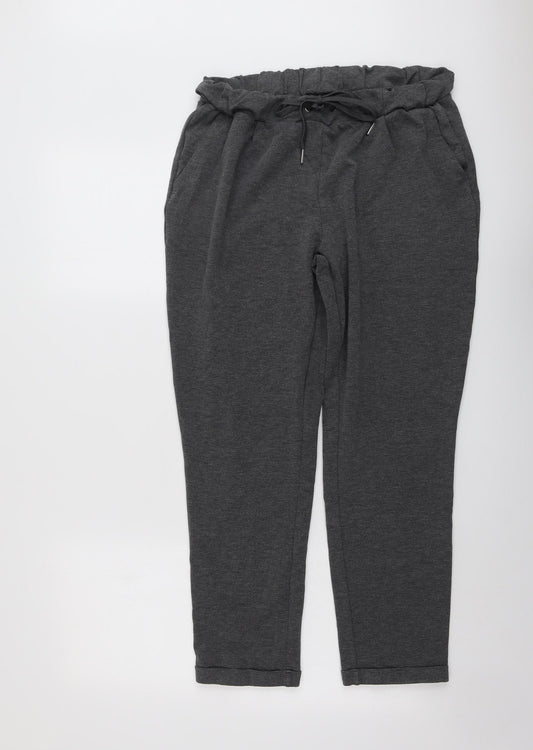ESMARA Womens Grey Viscose Jogger Trousers Size 16 L26 in Regular Drawstring