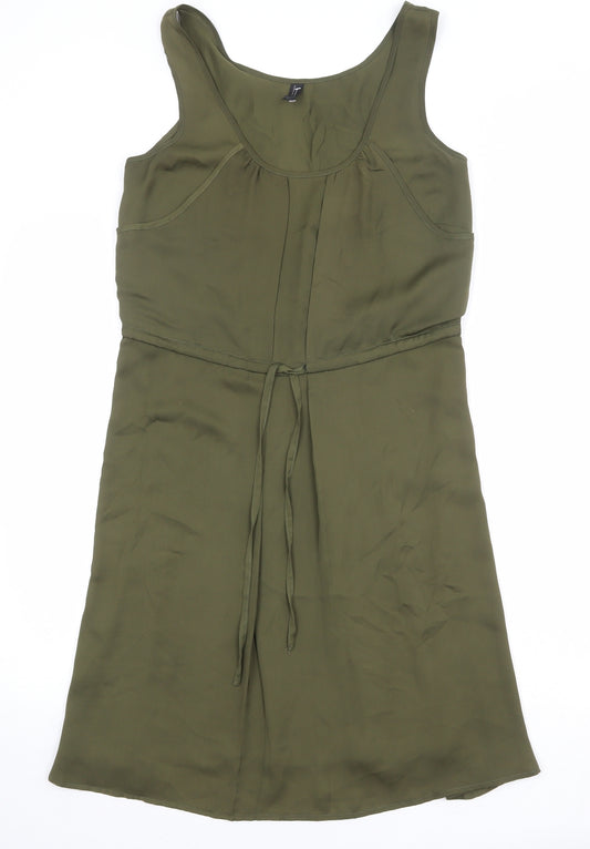 VERO MODA Womens Green Polyester Tank Dress Size S Scoop Neck Pullover
