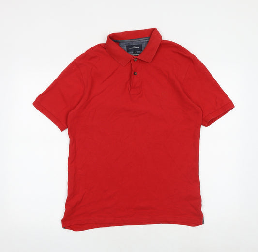 Blue Harbour Mens Red 100% Cotton Polo Size S Collared Button