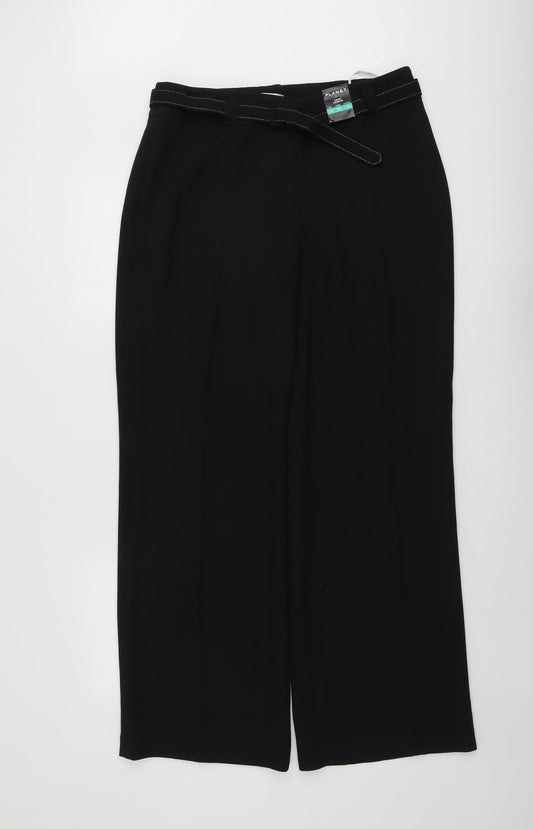 Planet Womens Black Viscose Dress Pants Trousers Size 12 L32 in Regular Button