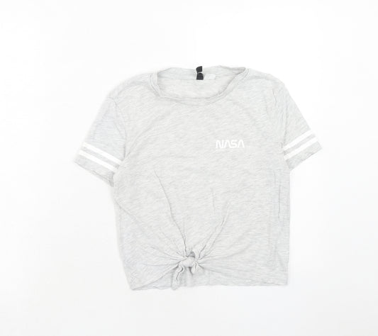 H&M Womens Grey Cotton Basic T-Shirt Size XS Round Neck