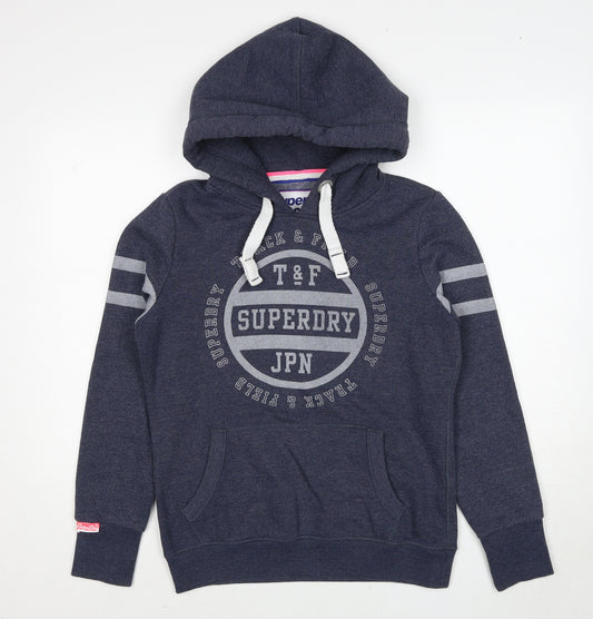 Superdry Womens Blue Cotton Pullover Hoodie Size M Pullover
