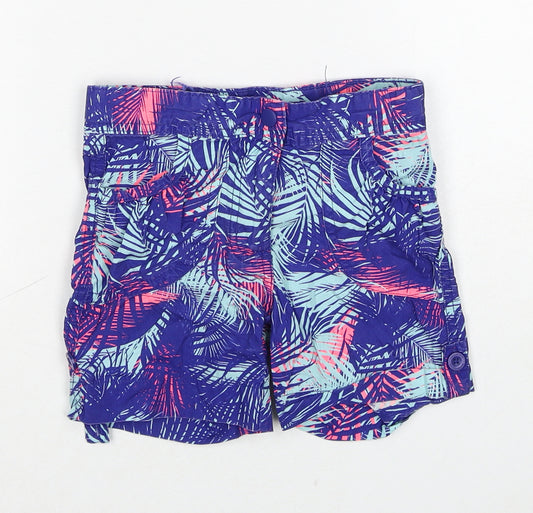 Mountain Warehouse Boys Blue Geometric Polyester Bermuda Shorts Size 3-4 Years Regular Zip - Palm Print
