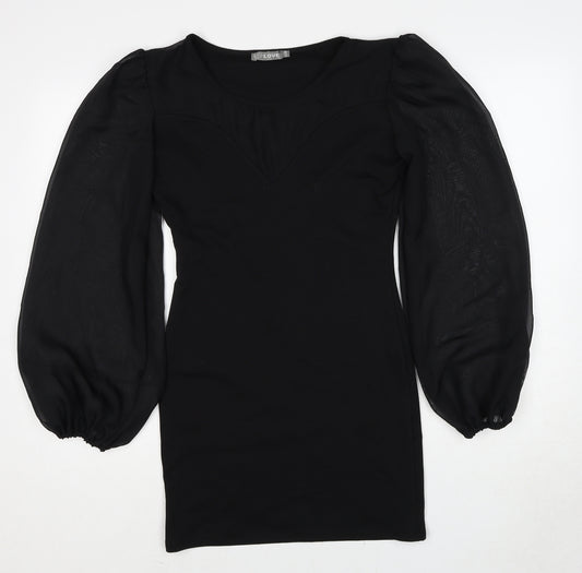 Love Womens Black Polyester A-Line Size S Round Neck Pullover - Size S-M