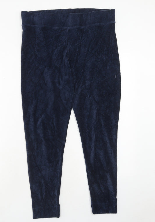 Marks and Spencer Womens Blue Cotton Carrot Trousers Size 16 Regular