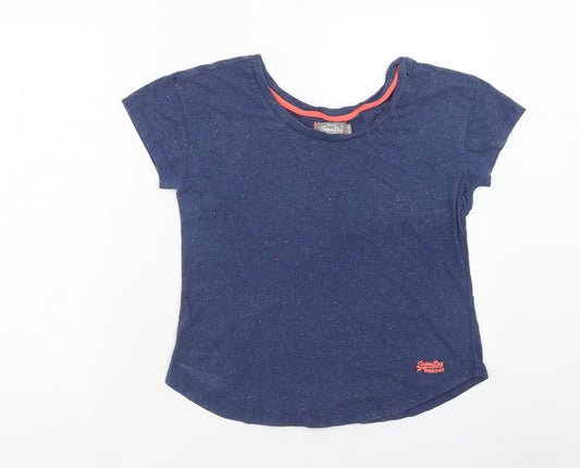 Superdry Womens Blue Polyester Basic T-Shirt Size XS Round Neck