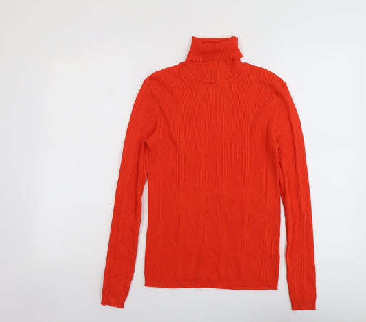Marks and Spencer Womens Orange Roll Neck Acrylic Pullover Jumper Size 10