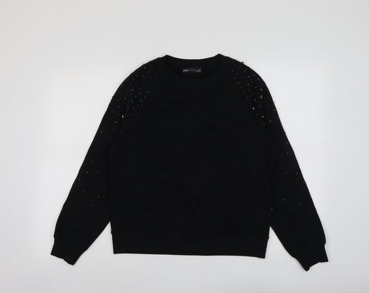 Marks and Spencer Womens Black Cotton Pullover Sweatshirt Size XS Pullover