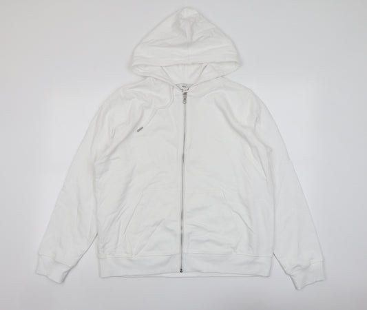 Marks and Spencer Womens White Cotton Full Zip Hoodie Size M Zip