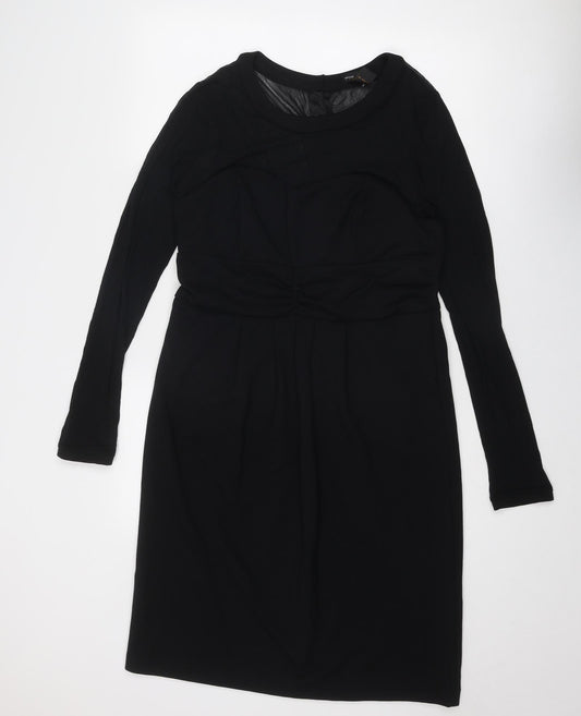 Grace Womens Black Nylon A-Line Size XL Round Neck Zip