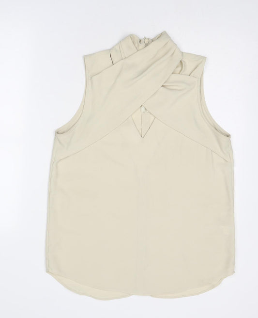 River Island Womens Beige Polyester Basic Blouse Size 12 V-Neck