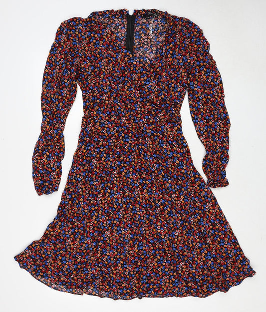 Acutel Womens Multicoloured Floral Cotton Trapeze & Swing Size XL V-Neck Zip